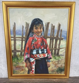 Unidentified Artist Mongolian Child Painting