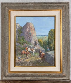 Fred Oldfield Wagon Train Ambush Oil Painting