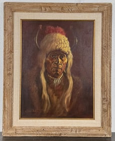 Gary Schildt Indian Chief Oil Painting