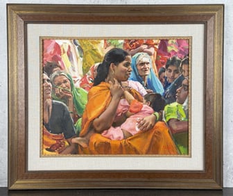 Delbert Gish Womens Gathering Oil Painting