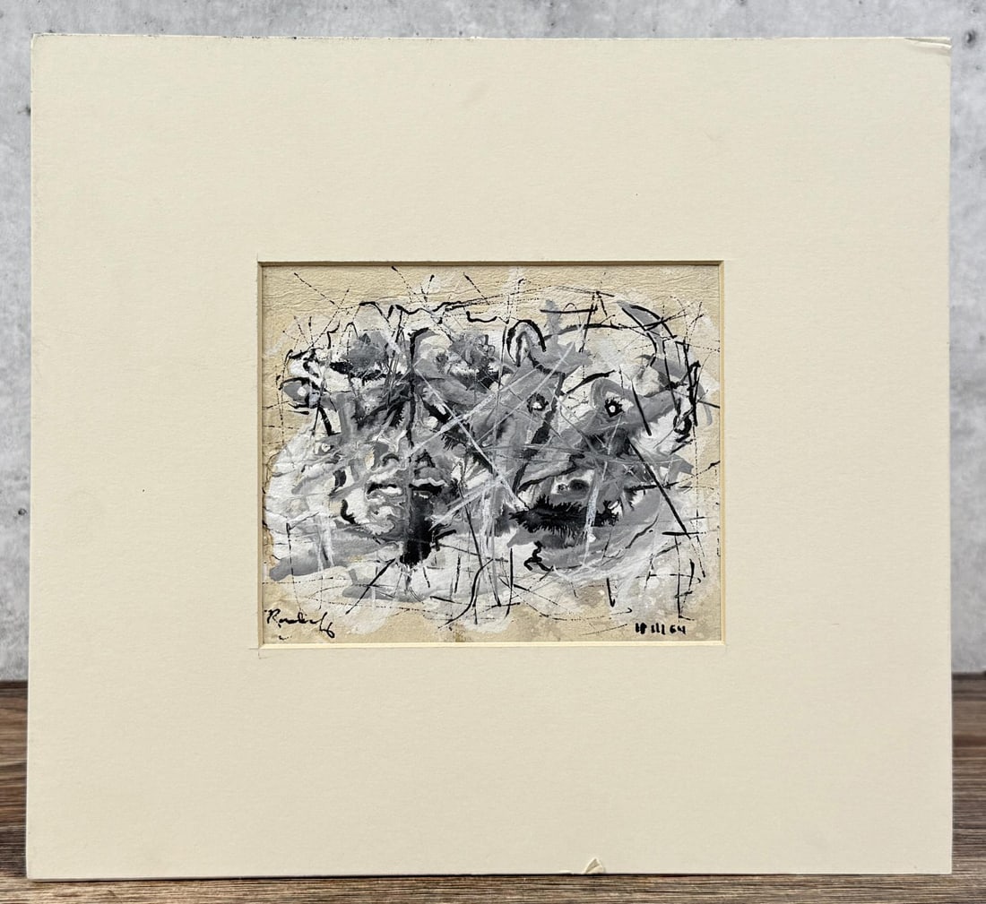 David Radinsky Gouache Painting: 10" by 11" in matte. Gouache on Board. From the Private Collection of James H and Pauline Harken. Inventory #580