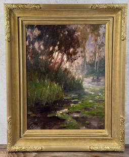 Kyle Paliotto Catching Rose Painting: Title is Catching Rose. 18" by 24" unframed. 25 1/2" by 31 1/2" framed. Oil on Canvas. From the Private Collection of James H and Pauline Harken. Inventory #537 Kyle Paliotto (Born 1974) is active/liv