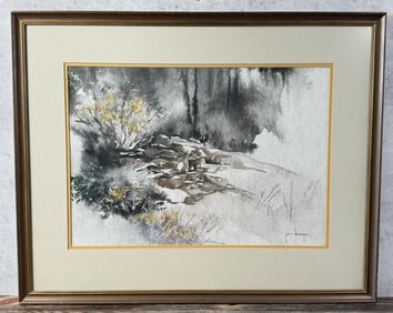 June Bourque Sagebrush and Rocks Watercolor