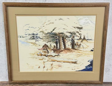 Dave Powell Mountain Men Watercolor Painting