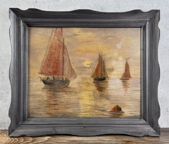 Edmund Sayer Sailboats Oil Painting