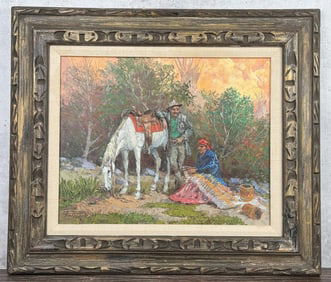 Fred Oldfield The Basket Weaver Oil Painting