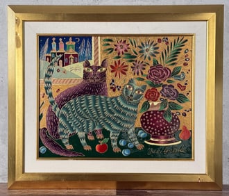 Yuri Gorbachev Two Cats Painting