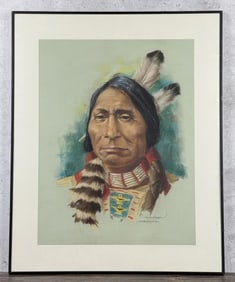 Richard Hoogen Ouvray Ute Chief Pastel Drawing