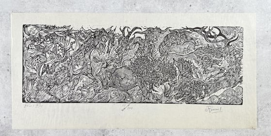 Jay Rummel Prairie Fire Woodblock Print