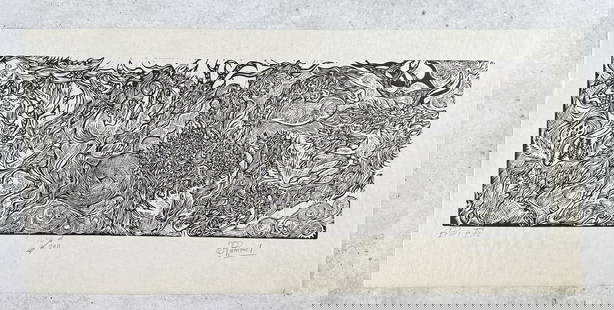 Jay Rummel Prairie Fire Woodblock Print: Title is Prairie Fire. 19" by 40". 110 of 200. Woodblock on Paper. A Missoula artist, Rummel was known for his love of Native American and pioneer storytelling, the paintings of Charlie Russell, 1960'