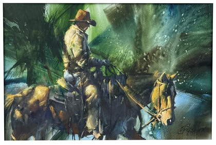 Chris Owen Tree Cover Gouache Cowboy Painting