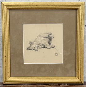 Philip Russell Goodwin Reclining Bear Drawing