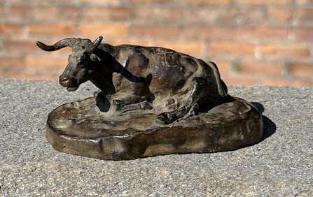Charles M Russell Montana Sitting Steer Bronze