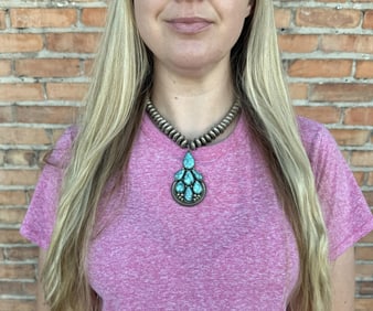 Navajo Sterling Silver Pearl Turquoise Necklace