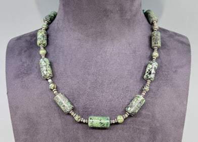 Sterling Silver Cylinder Turquoise Necklace