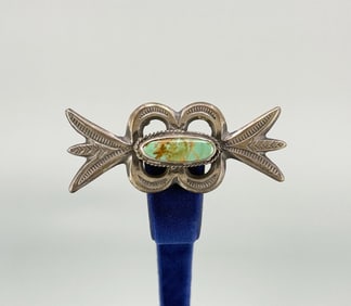 Navajo Tufa Sterling Turquoise Brooch