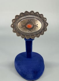 Lloyd Nelson Navajo Sterling Coral Concho Brooch
