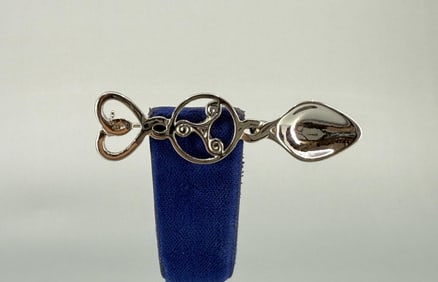 Welsh Love Spoon Sterling Silver Brooch