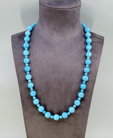 Navajo Sterling Silver Turquoise Ball Necklace