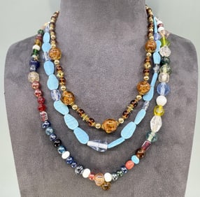 Art Deco Glass Bead Necklaces