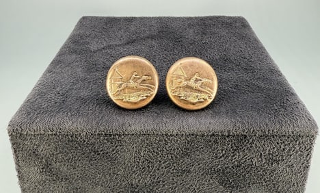 Victorian 10k Gold Horseracing Cufflinks