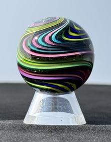 Fritz Lauenstein Rainbow Swirl Art Glass Marble