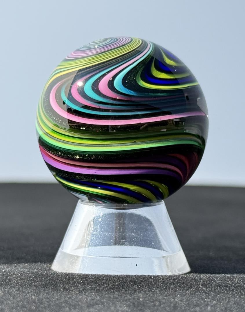 Fritz Lauenstein Rainbow Swirl Art Glass Marble (1 of 4)