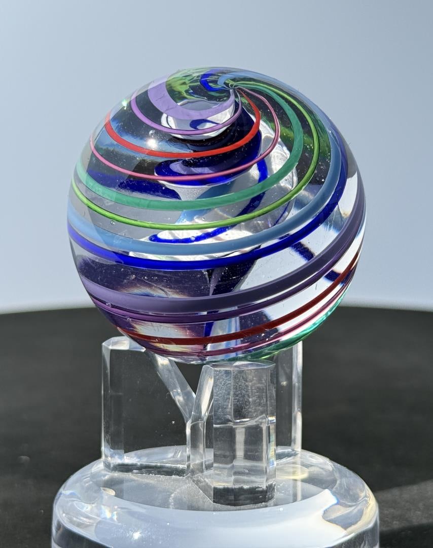 Brian Toseland Art Glass Marble: 2 3/8" diameter. Dated 2017. Brian Toseland is the creator behind ToselandGlass, a glass art studio based in Coopersburg, Pennsylvania, active on Etsy for over a decade. He has more than 30 years of e