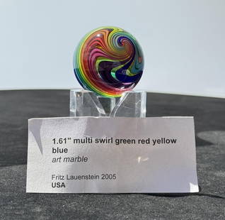 Fritz Lauenstein Art Glass Marble: Measures 1 5/8" in diameter. Signed and Dated 2005 Fritz Glass is owned & operated by the husband & wife team of Fritz Lauenstein and June Raymond. Fritz started blowing glass in 1974 at Gould Academy