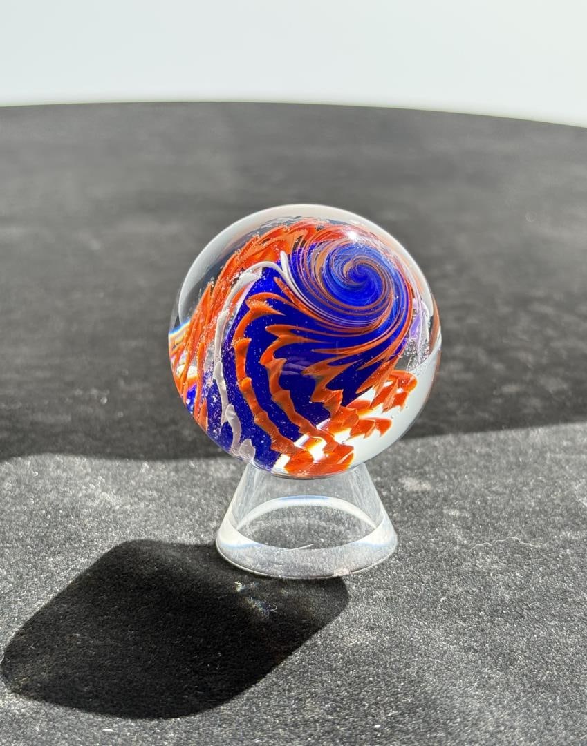 Sam Hogue Flame Swirl Art Glass Marble (1 of 5)