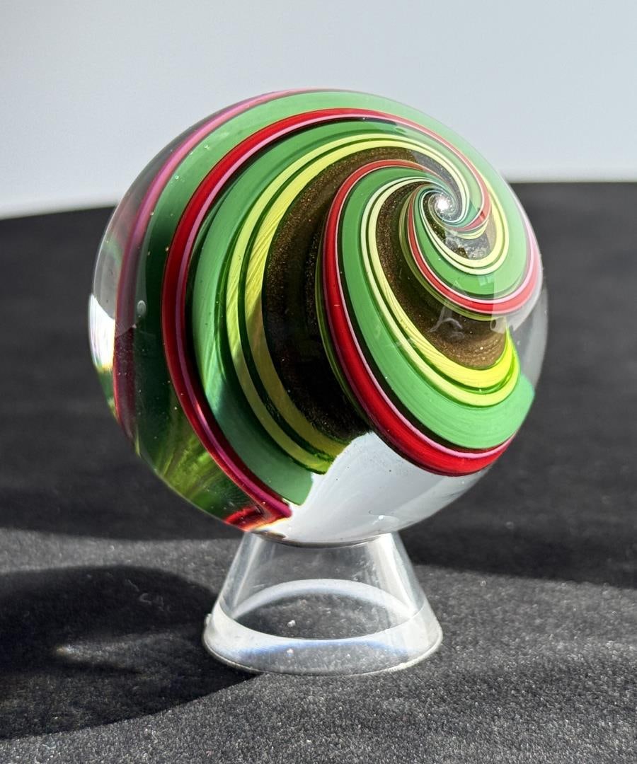 Mark Matthews Triple Lutz Art Glass Marble (1 of 4)