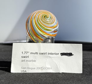 Sam Hogue Reverse Swirl Art Glass Marble