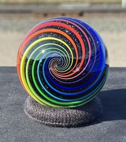 Eddie Seese Dichroic Swirl Art Glass Marble