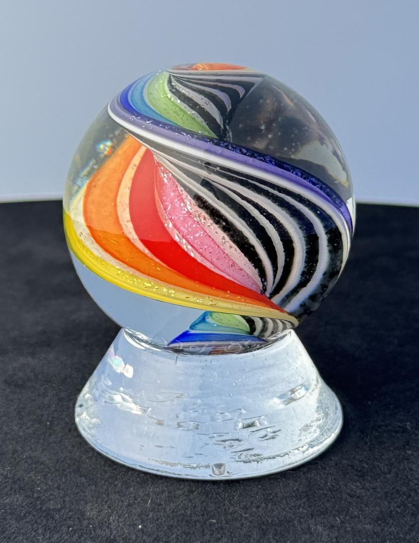 Eddie Seese Dichroic Swirl Art Glass Marble (1 of 5)