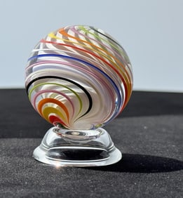 Sam Hogue Flame Swirl Art Glass Marble