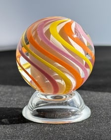 Sam Hogue White Core Swirl Art Glass Marble