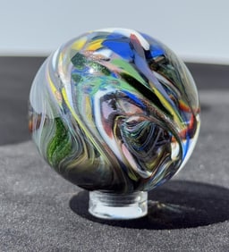 Sam Hogue Lutz Swirl Art Glass Marble