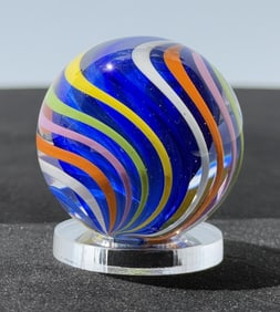 Sam Hogue Blue Swirl Art Glass Marble
