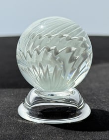 Sam Hogue White Jagged Swirl Art Glass Marble