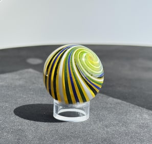 Dare Hawkins Yellow Swirl Art Glass Marble