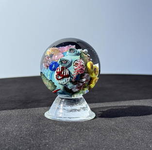 Josh Simpson Megaplanet Planet Art Glass Marble: 1 3/4" diameter. Signed and dated 2014. Josh Simpson (Born 1949) is active/lives in New York, Massachusetts. Josh Simpson is known for Glass. Josh Simpson (born August 17, 1949 in New Haven, Connectic
