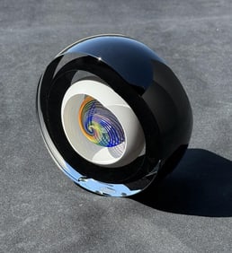 Paul Harrie Rainbow Saturn Art Glass Paperweight