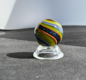 Geoffrey Beetem Lutz Swirl Art Glass Marble