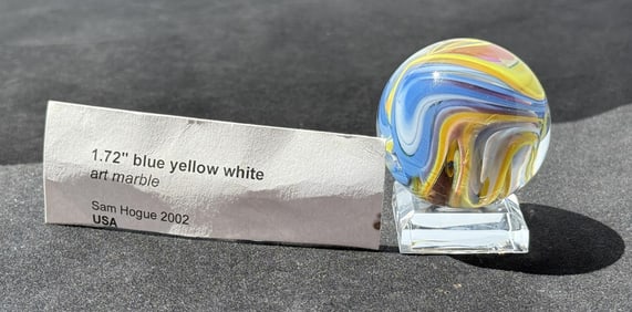 Sam Hogue Blue Swirl Art Glass Marble