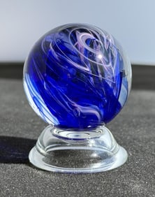 Sam Hogue Blue Swirl Art Glass Marble