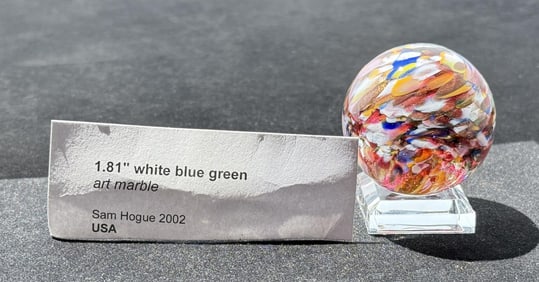 Sam Hogue Confetti Lutz Art Glass Marble
