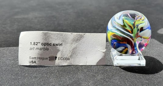 Sam Hogue Optic Swirl Art Glass Marble