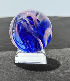 Sam Hogue Blue Swirl Art Glass Marble