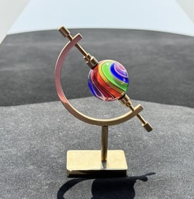 Rolf and Genie Wald Art Glass Marble Rainbow Swirl
