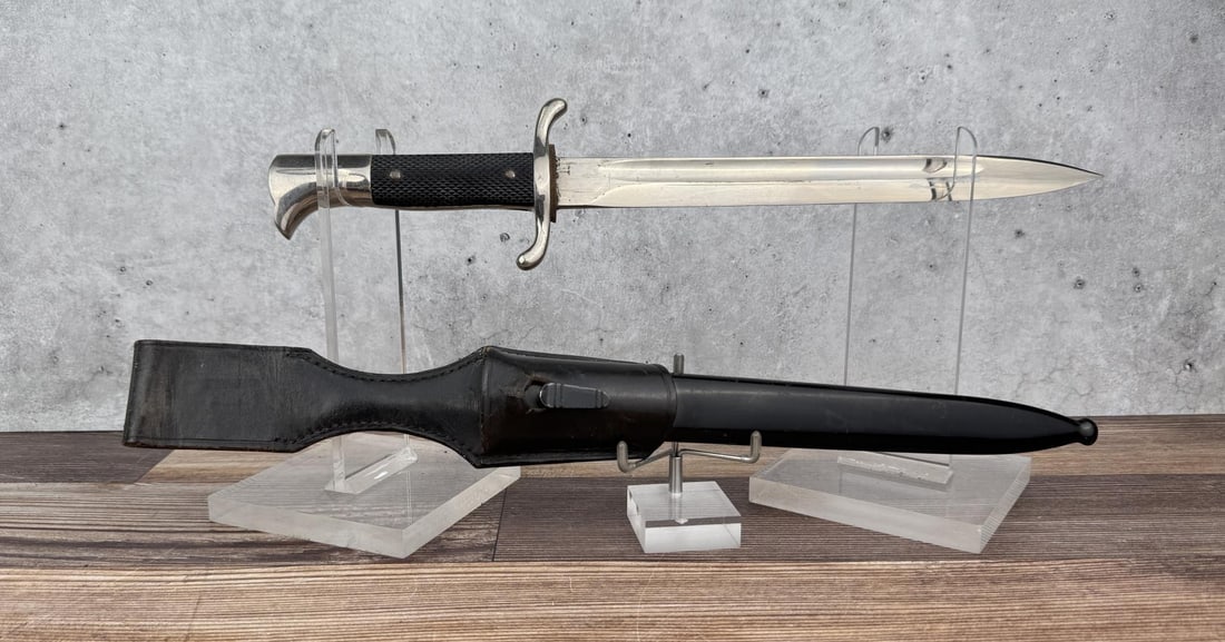 WW2 German K98 Mauser Parade Bayonet: Nice example with scabbard & frog. Eickhorn maker.